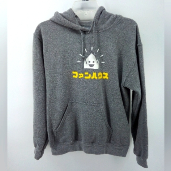 Funhaus Cotton Polyester Gray Hoodie Kangaroo Pocket S Yellow Lettering - Picture 4 of 7